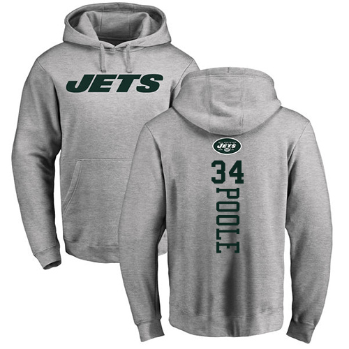 New York Jets Men Ash Brian Poole Backer NFL Football 34 Pullover Hoodie Sweatshirts